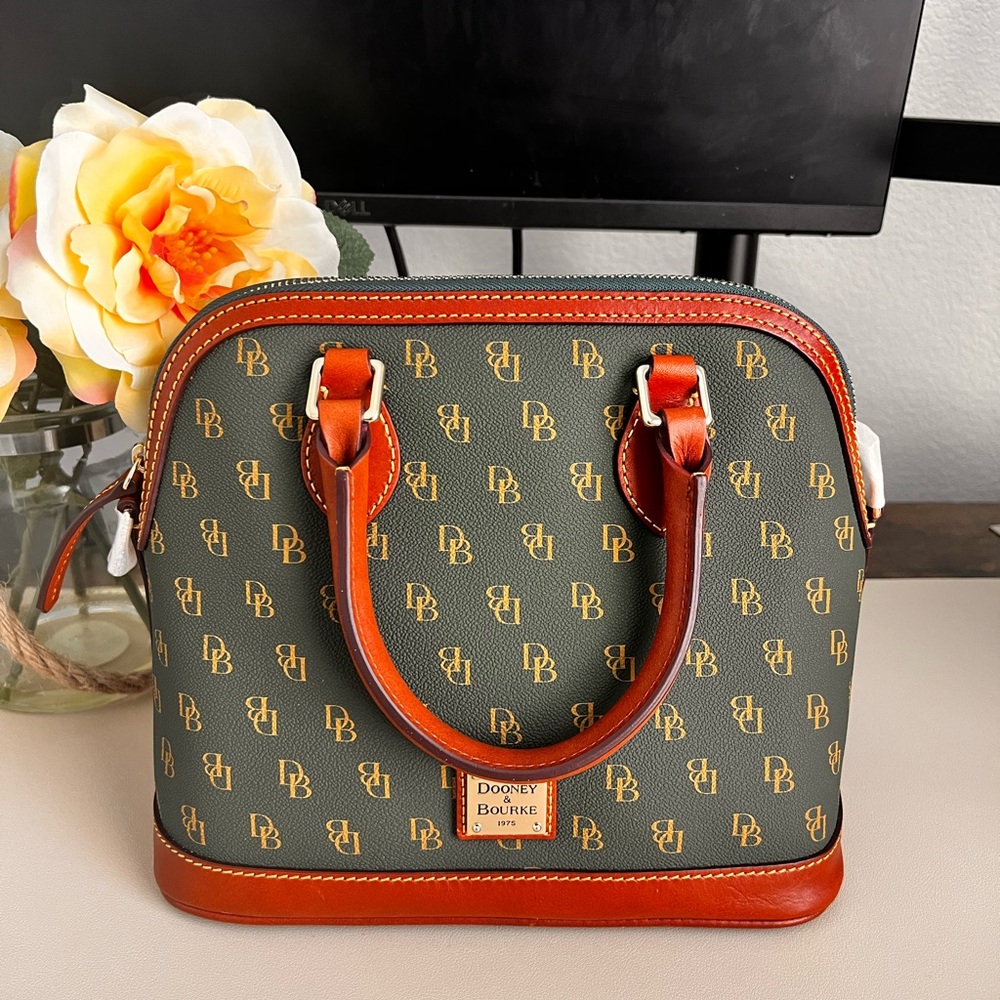Dooney & Bourke Green and Brown Dome Gretta Satchel